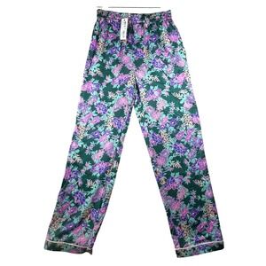 INC International Concepts Womens Floral Satin Pajama‎ Pants Tropical NWT Small